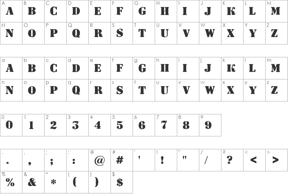 a_DodgerRgh font character map preview