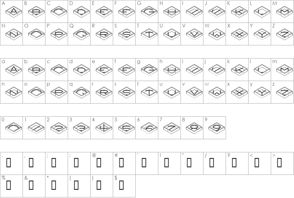 NevelType font character map preview