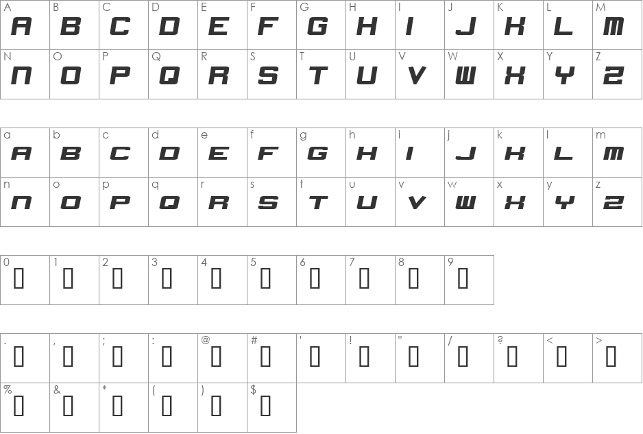 NeverSayDie font character map preview