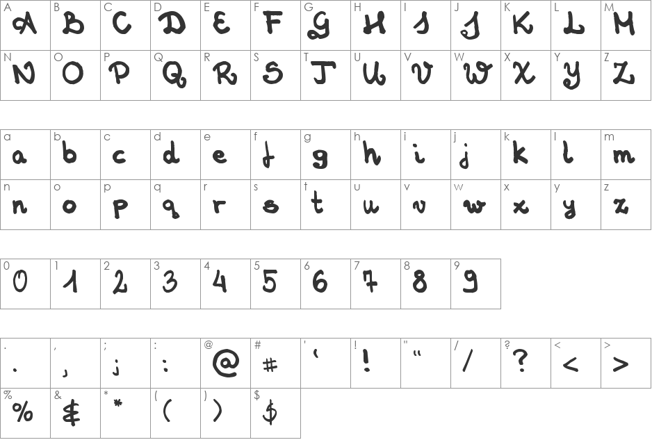New Age font character map preview