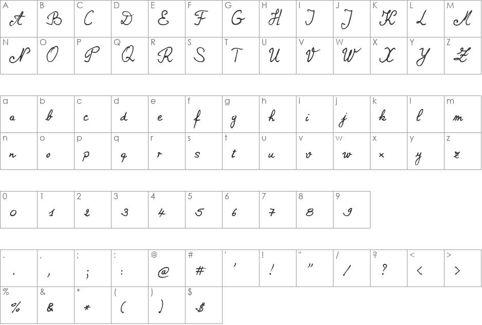 new Bernard font character map preview