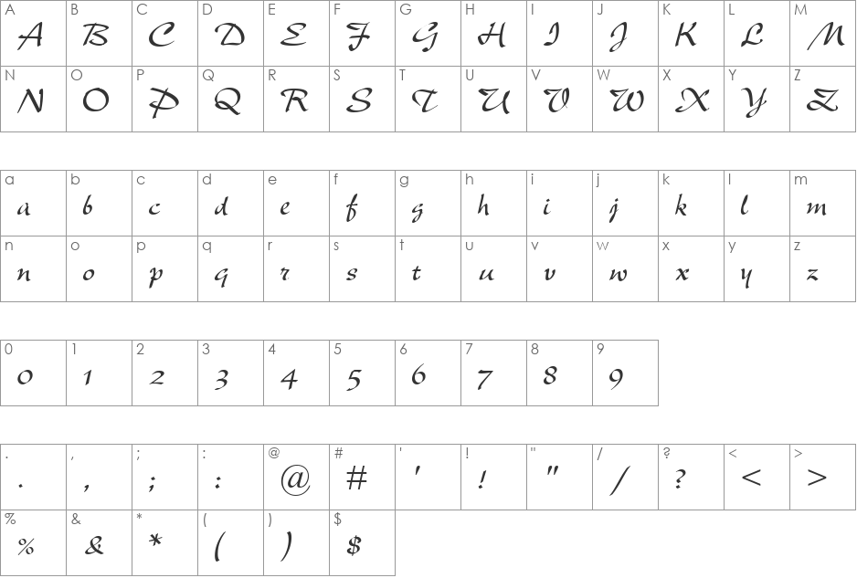 New Berolina MT font character map preview