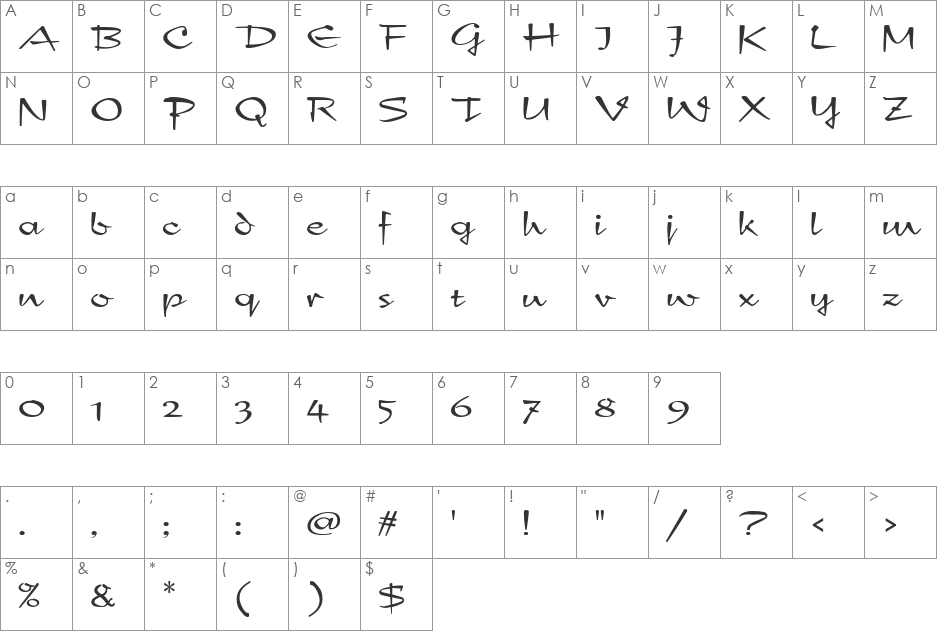 New Day MF font character map preview