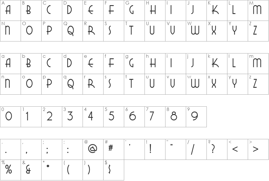 New Deal Deco NF font character map preview