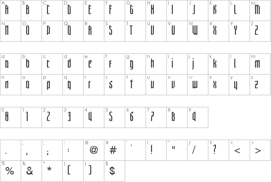 New Gothic Style font character map preview