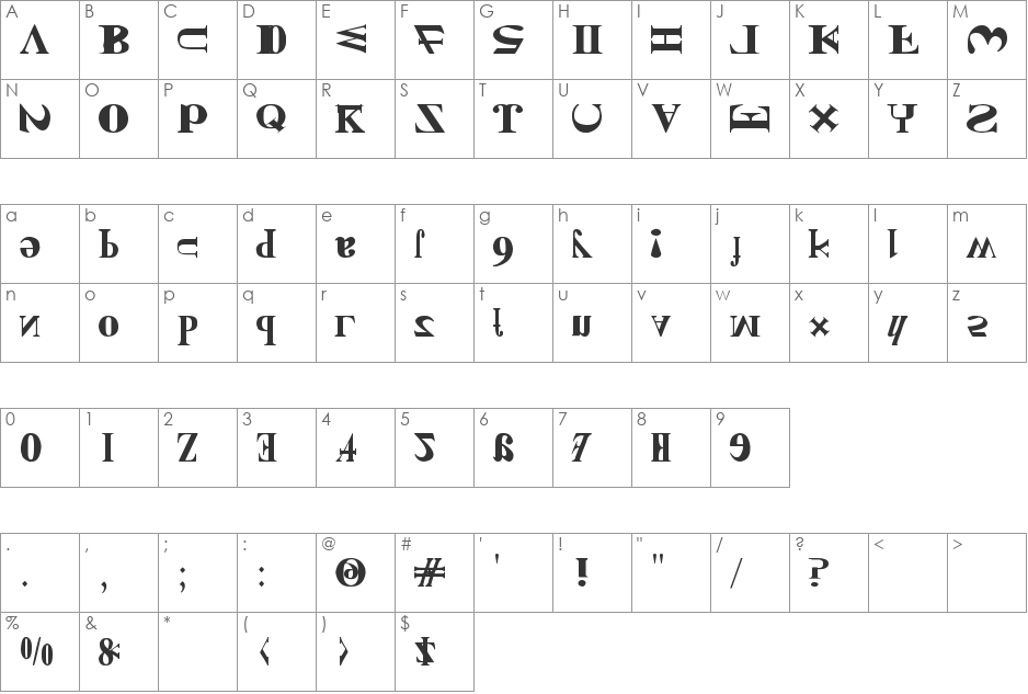 NEW KIND OF ENGLISH font character map preview