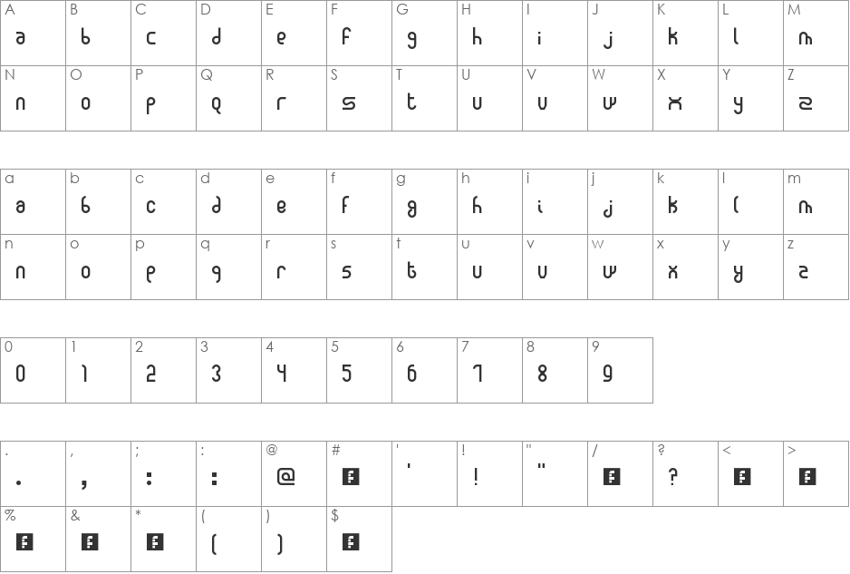 New Madura font character map preview
