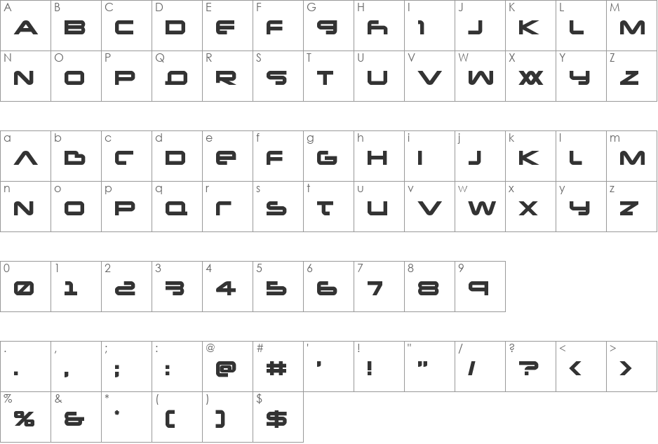 New Mars Title Italic font character map preview