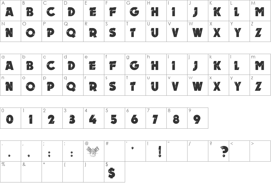 New MOTOR font character map preview