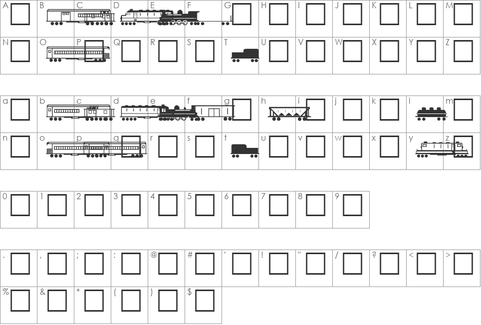 New Plain font character map preview