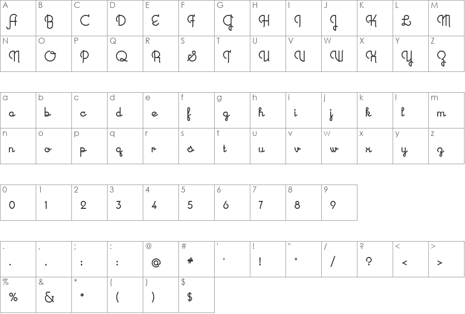 New Record font character map preview