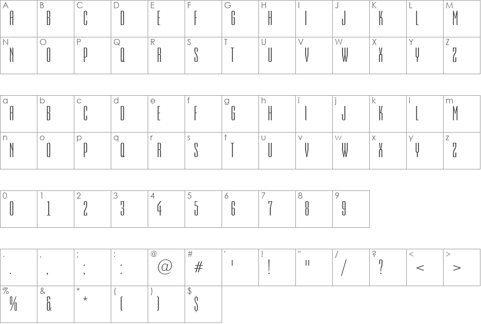 a_Empirial font character map preview