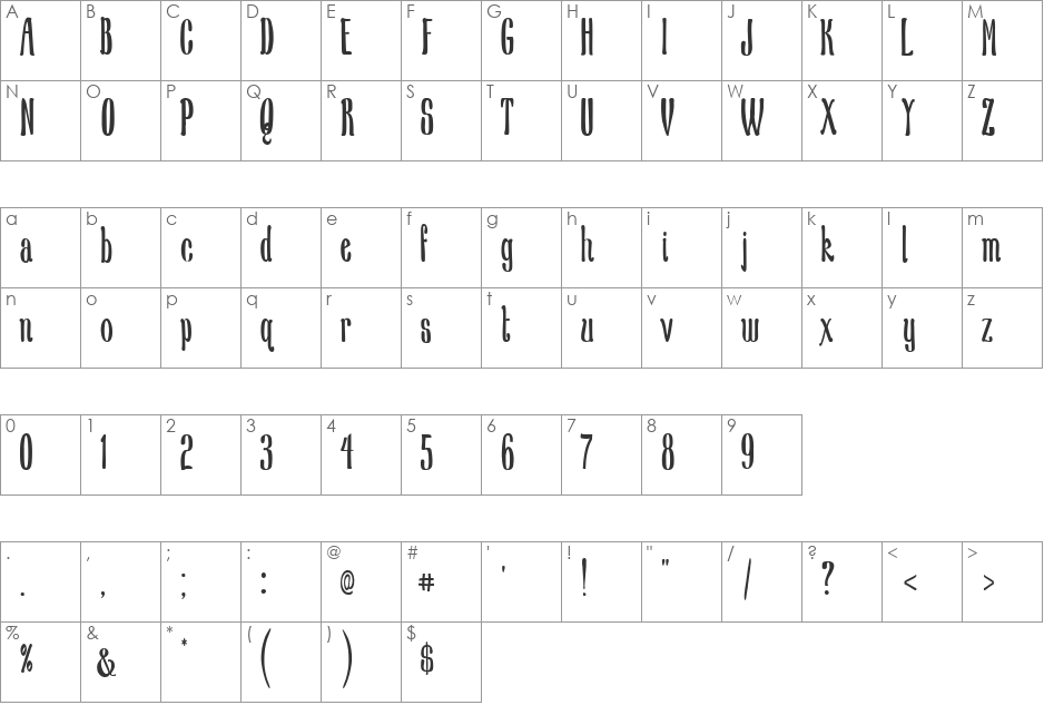 New School Class Med font character map preview