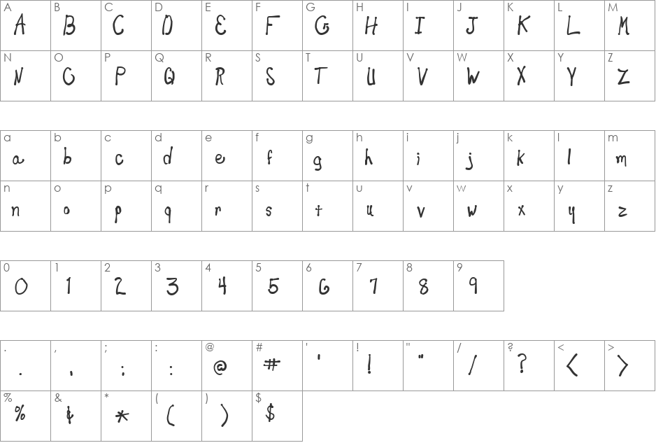 New Toy font character map preview