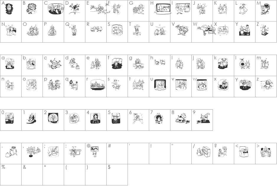 NewAliens font character map preview