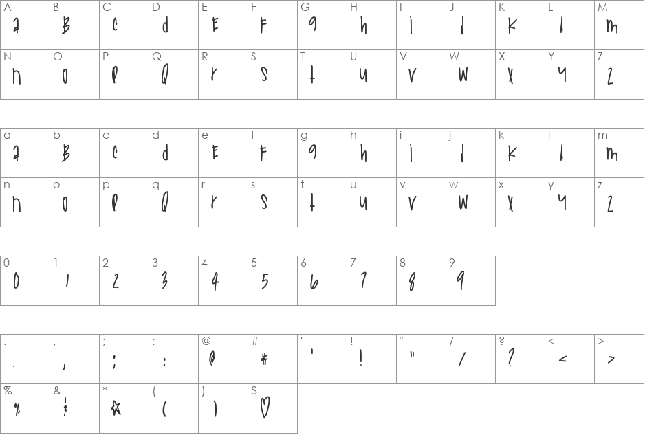 NewArcades font character map preview