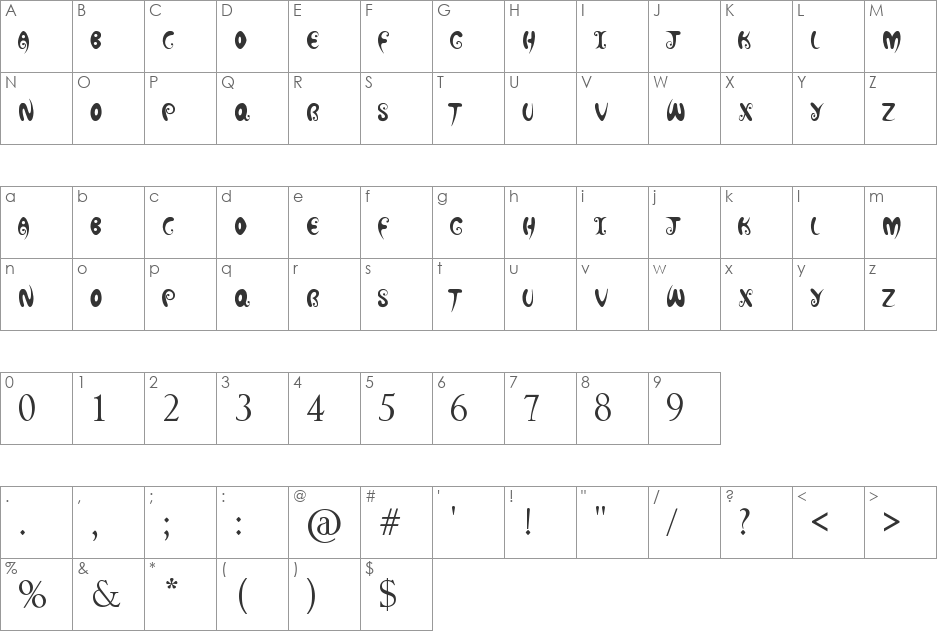 newby font character map preview