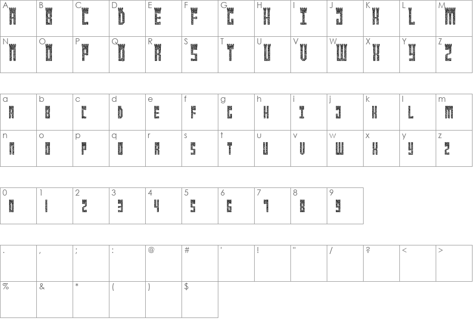 NewcastlE SoliD font character map preview