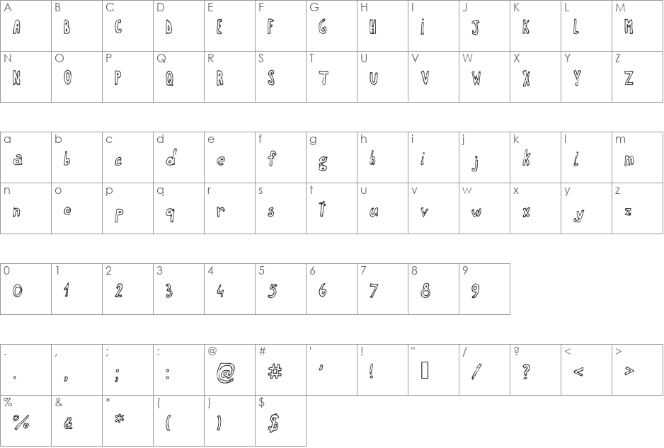 NewComicAge font character map preview