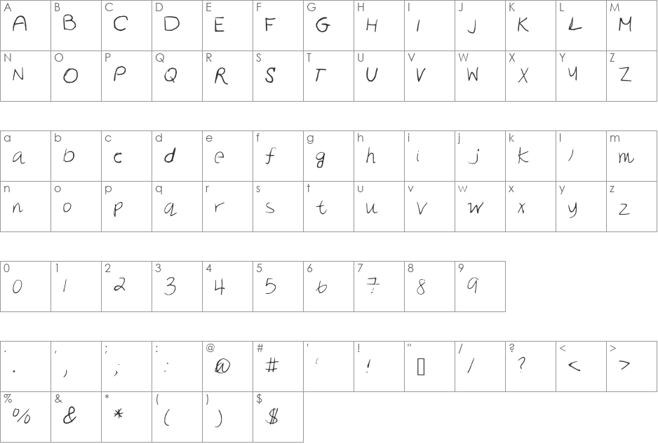 NewDay font character map preview