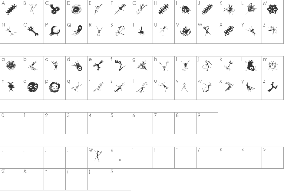 NewEarthCitizens font character map preview