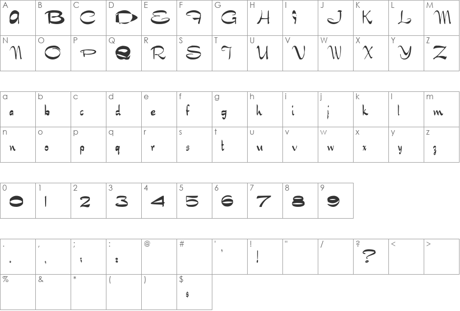 NewerSymbolFont4 font character map preview