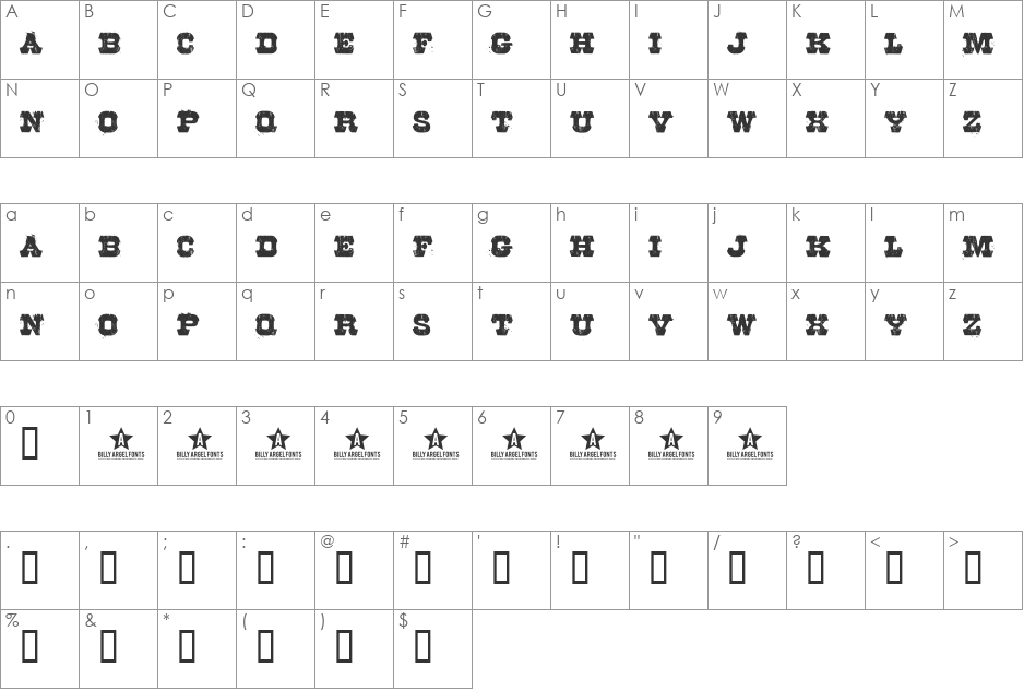 NEWEST_ font character map preview