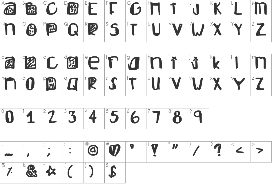 NewGodFlow font character map preview