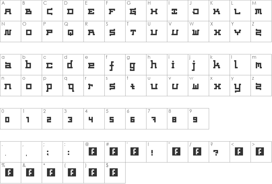 Newkame font character map preview