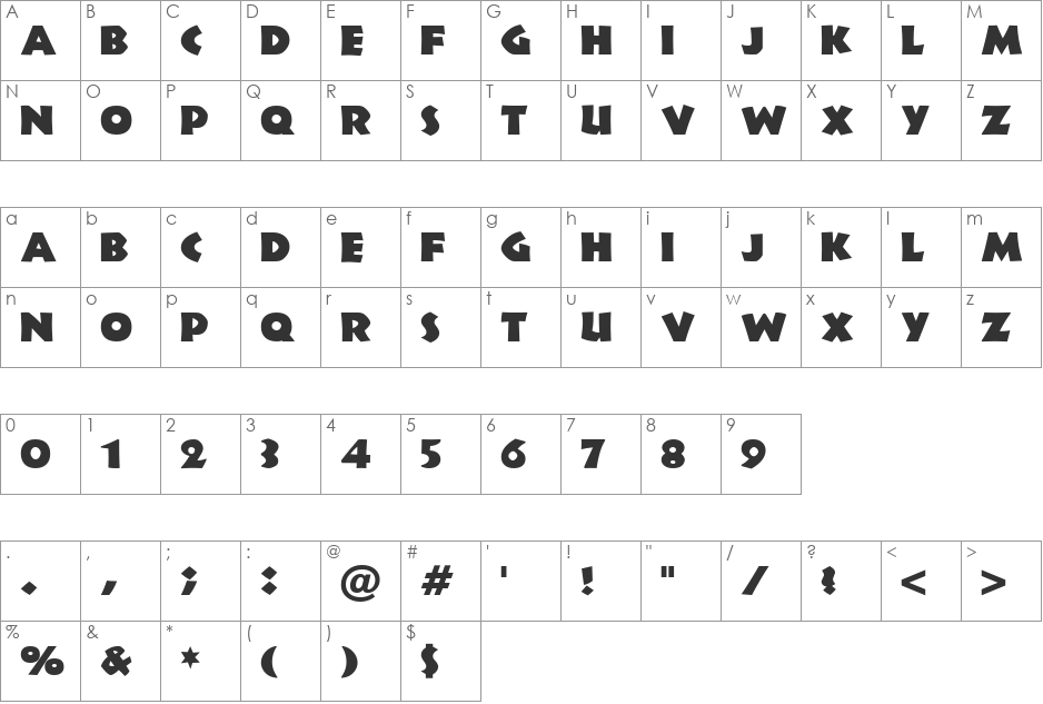 Newland font character map preview