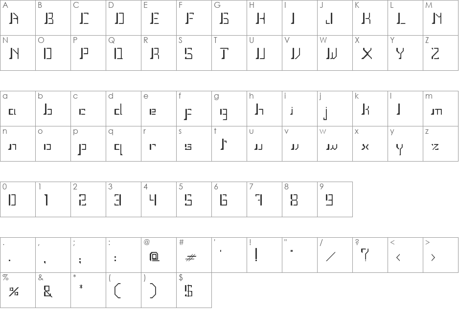 NewPort font character map preview