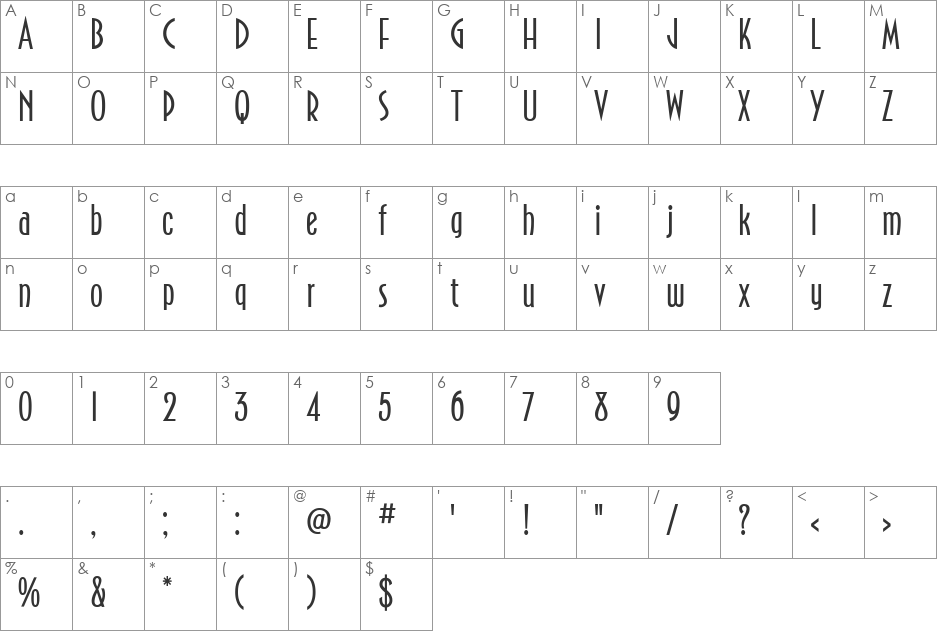 NewportClassicSG font character map preview