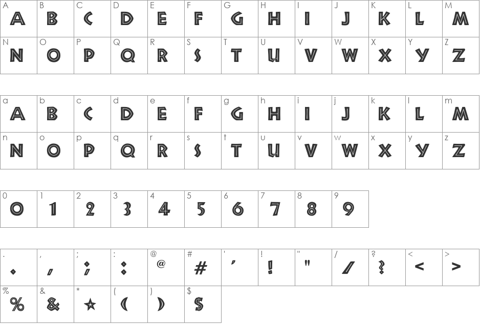 Newsel font character map preview