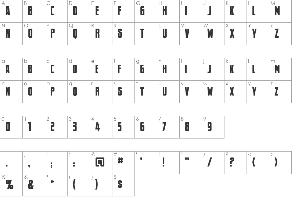 Newsflash BB font character map preview
