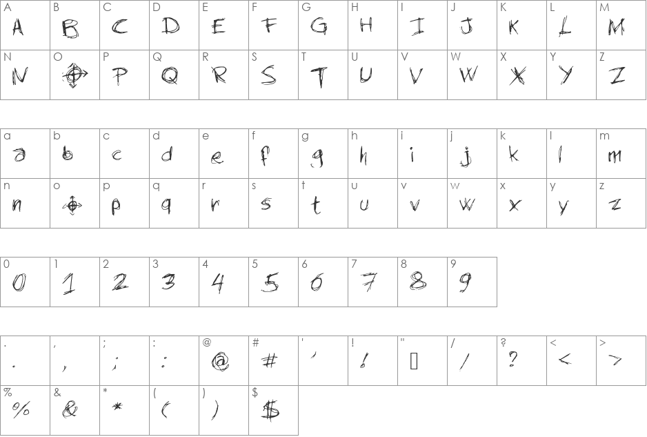 newSlendermanswriting font character map preview