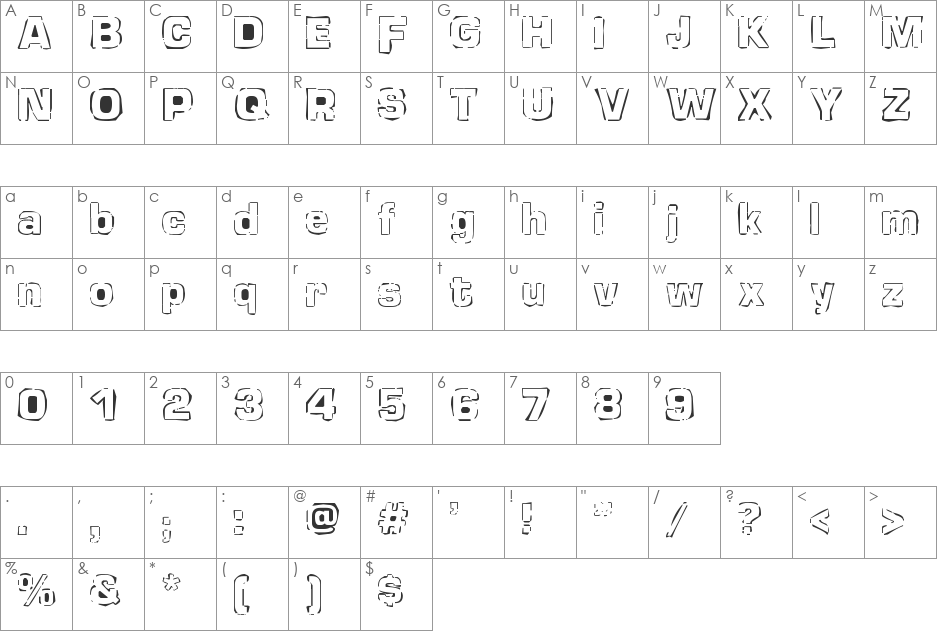 newstile font character map preview