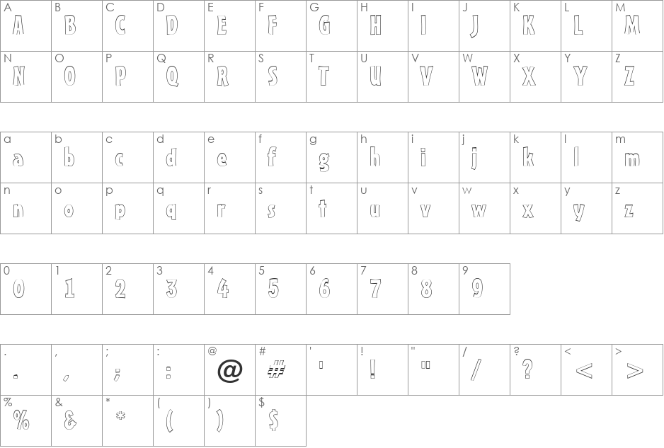 a_FrudgerOtl font character map preview