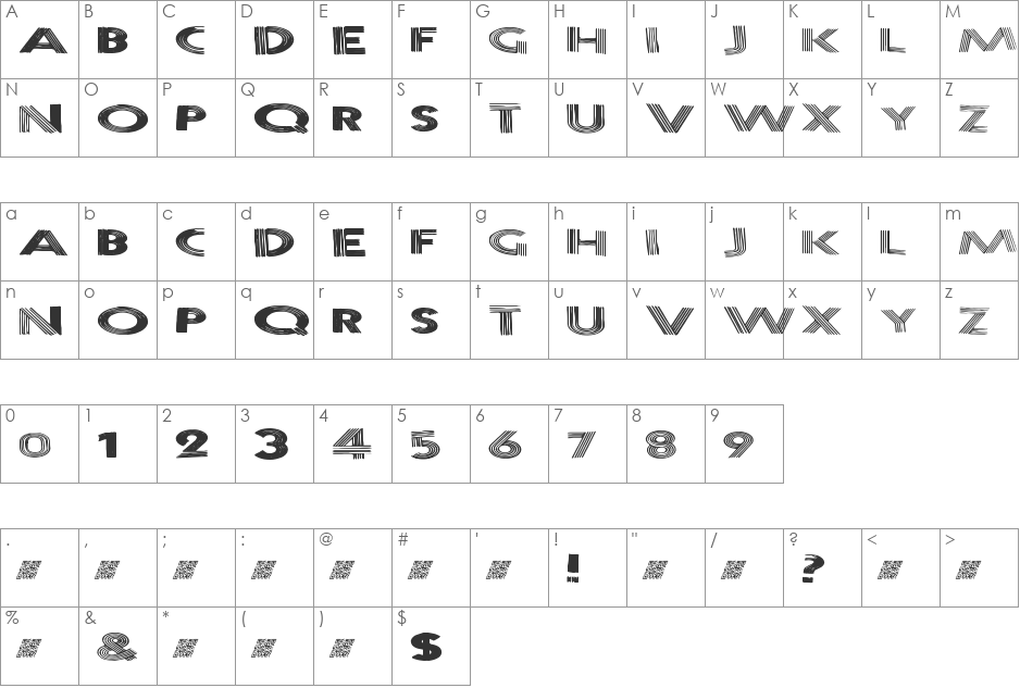 NewsWorthy font character map preview