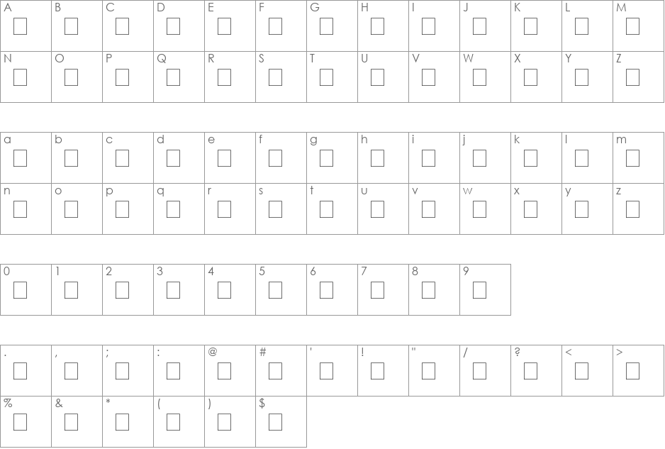 NewSymbolFont14 font character map preview