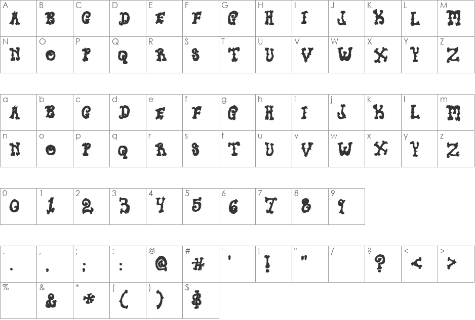 Newt Juice font character map preview