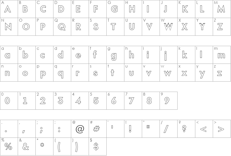 a_FuturaOrtoOtl font character map preview