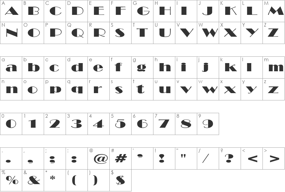 NewYorkDecoExtended font character map preview