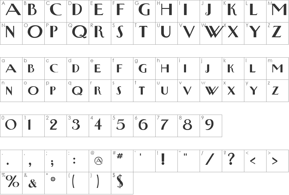 NewyorkertypeBold font character map preview