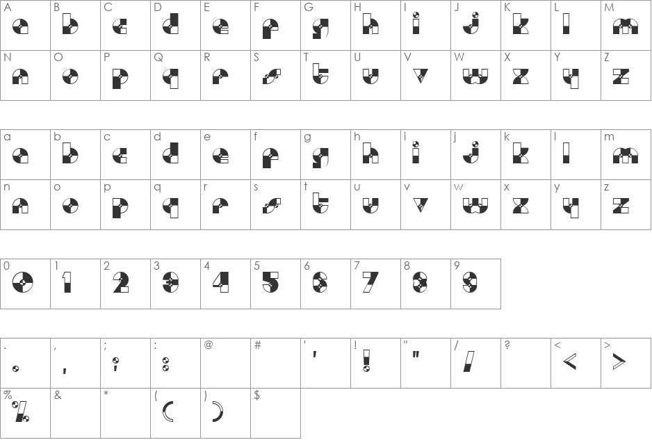 New_3 font character map preview