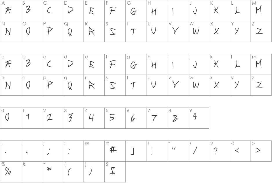 New_Chinese font character map preview