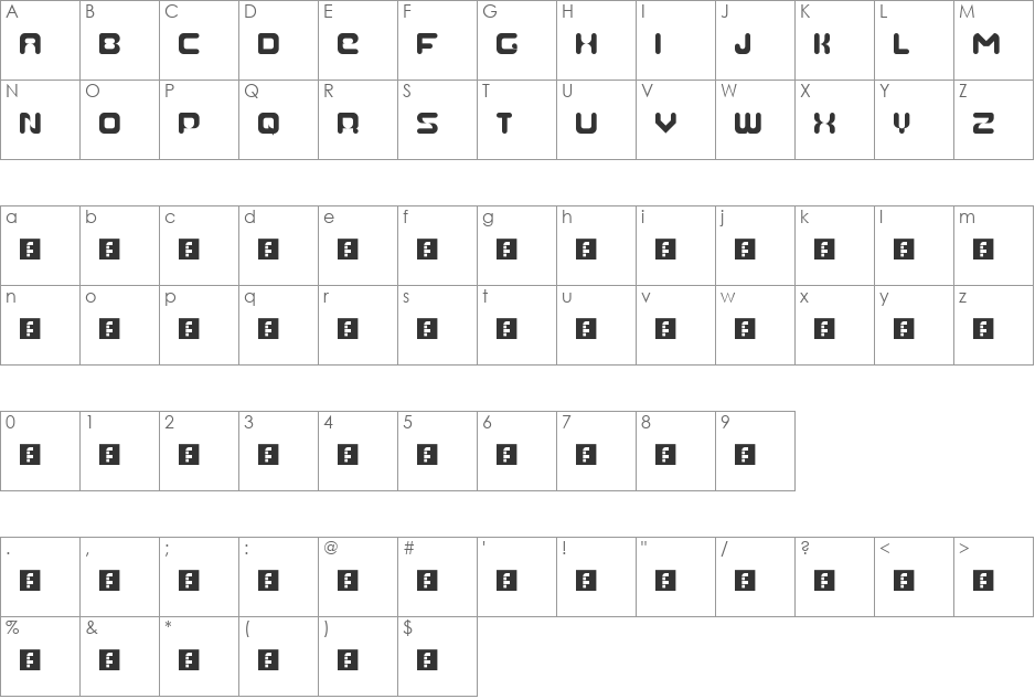 NEXT ALIEN GENERATION font character map preview