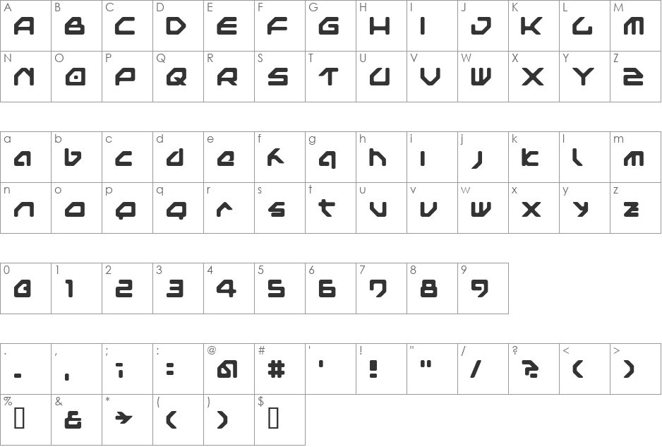 NextGames font character map preview
