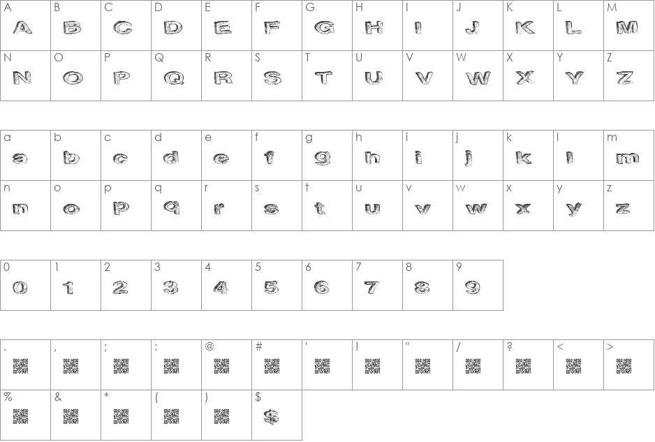 NextLevel font character map preview