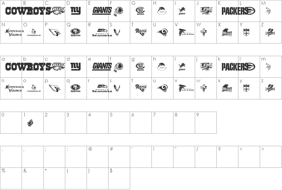 NFC font character map preview