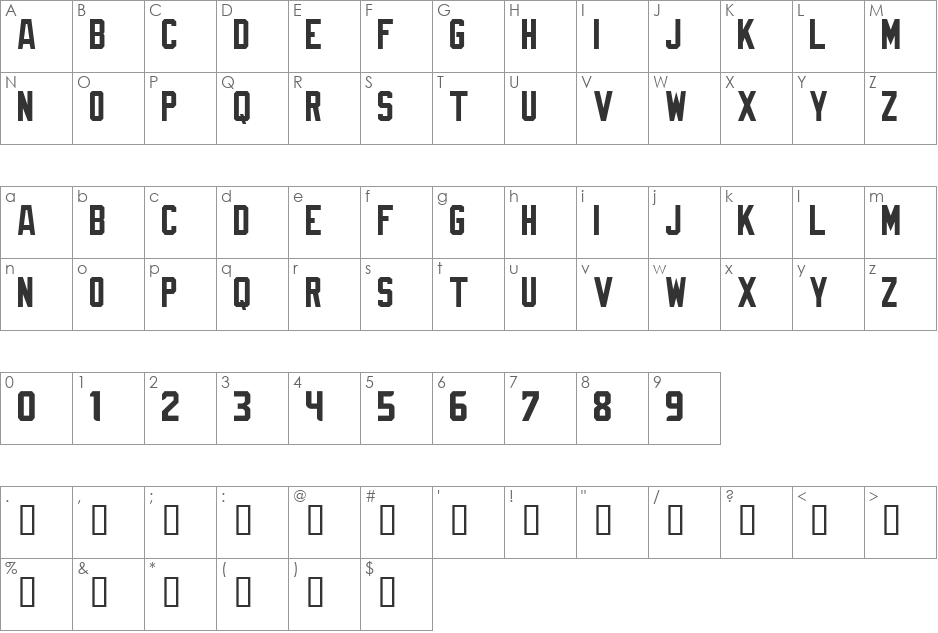 NFL Cardinals font character map preview